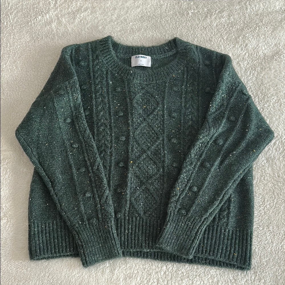 Old Navy Green Cable Knit Sweater